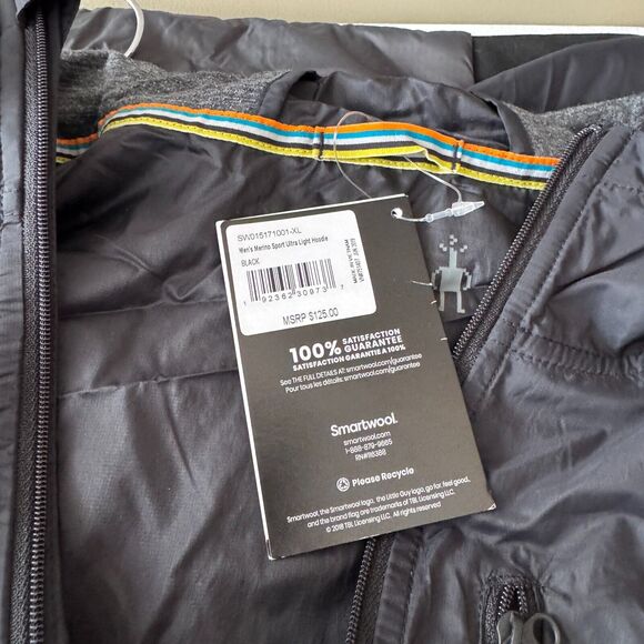 Smartwool Men's Merino Sport Ultra Light Zippered Hoodie Black XL New W/Tags - Picture 12 of 16